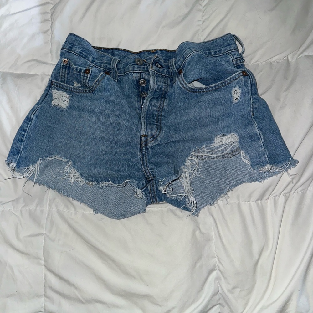 Levi's Blue Distressed Jean Shorts
